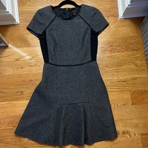 J.Crew Black and Grey Wool Workwear Dress Size 0